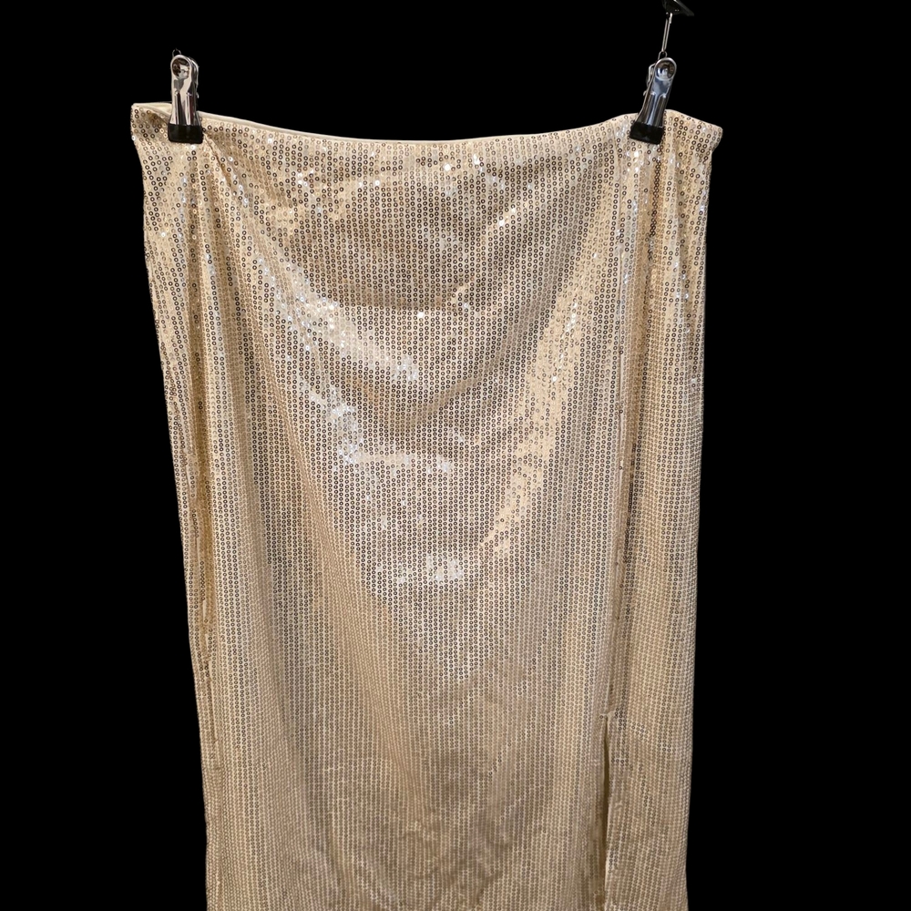 Time and Tru Gold Sequin Maxi Pencil Skirt